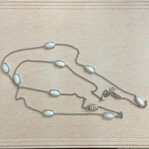 Kendra Scott long silver and white layering necklace